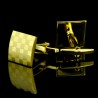 Abotoaduras quadradas de ouro - placa de verificação a laser