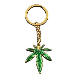 Chaveiro de metal com pingente de folha de bordo