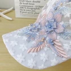 Boné de beisebol de renda fina - flores / folhas bordadas
