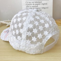 Boné de beisebol de renda fina - flores / folhas bordadas