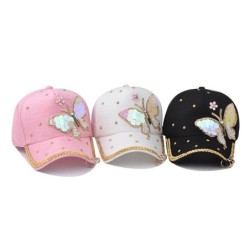 Boné de beisebol da moda - cristais - pérolas - lantejoulas - borboleta