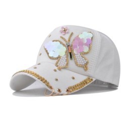 Boné de beisebol da moda - cristais - pérolas - lantejoulas - borboleta