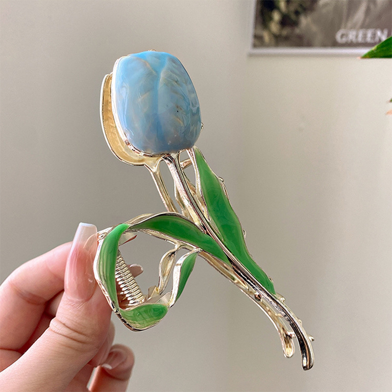 grampo de cabelo em forma de tulipa