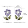 Brincos em forma de flores de cristal - prata esterlina 925