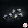 Brincos em forma de flores de cristal - prata esterlina 925