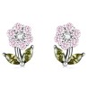 Brincos em forma de flores de cristal - prata esterlina 925