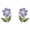 Brincos em forma de flores de cristal - prata esterlina 925