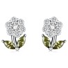 Brincos em forma de flores de cristal - prata esterlina 925