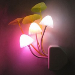 Luz noturna LED - plugue na parede - cogumelos coloridos / flor de lótus