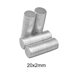 N35 - ímã de neodímio - disco redondo forte - 20mm * 2mm - 10 peças