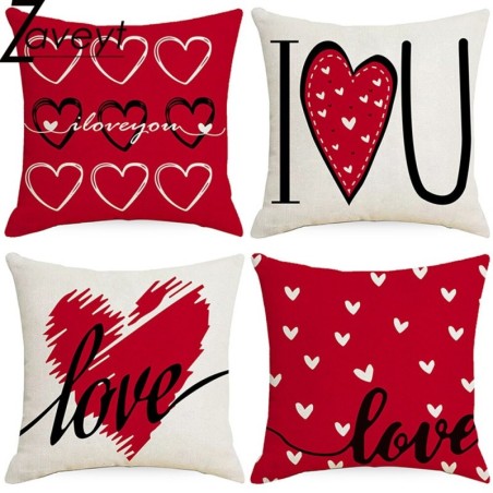Red / white cushion cover - Valentine's Day motives - 45cm * 45cmCushion covers