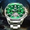 TEVISE - elegant automatic watch - stainless steel - waterproof - silver / greenWatches