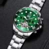TEVISE - elegant automatic watch - stainless steel - waterproof - silver / greenWatches