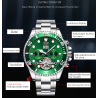 TEVISE - elegant automatic watch - stainless steel - waterproof - silver / greenWatches