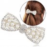 Laço de cristal com pérolas - grampo de cabelo