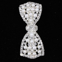 Laço de cristal com pérolas - grampo de cabelo