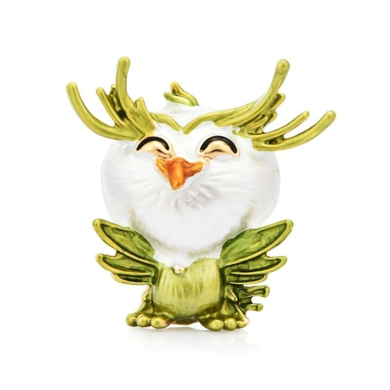 Corujinha sorridente - broche de cristal