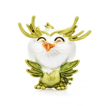 Corujinha sorridente - broche de cristal