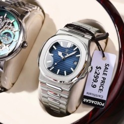 POEDAGAR - elegant Quartz watch - waterproof - stainless steel - blueWatches