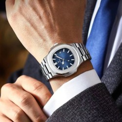 POEDAGAR - elegant Quartz watch - waterproof - stainless steel - blueWatches