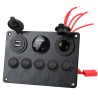 Painel de interruptores basculantes - Voltímetro digital à prova d'água - para carro - barco - caminhão - 12V - USB - LED