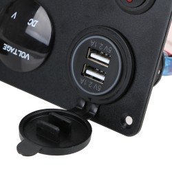 Painel de interruptores basculantes - Voltímetro digital à prova d'água - para carro - barco - caminhão - 12V - USB - LED