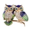 Casal de corujas de cristal - broche