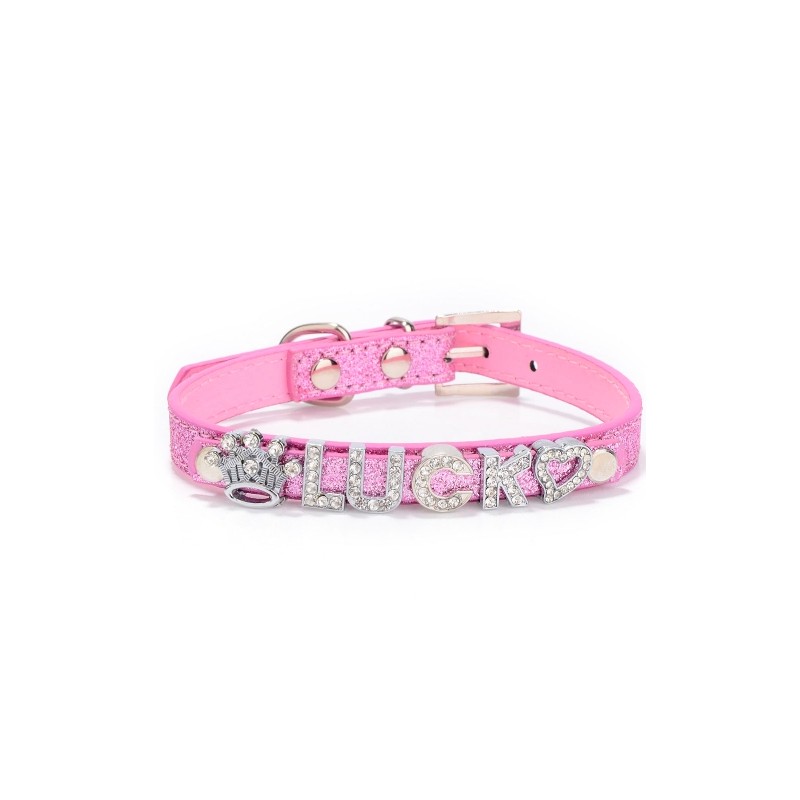 Coleira para cães/gatos - com cristal nome e charm - personalizada Coleira para cães/gatos - com cristal nome e charm - personalizada