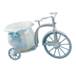 Plastic white bicycle - decorative flower basket - containerGarden