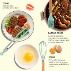 Silicone kitchen utensils - with wooden handle - 11 piecesCutlery