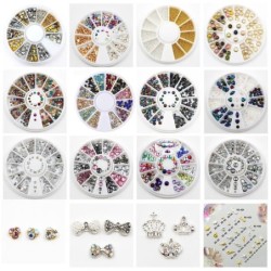 Nail art decoração - roda com rebites / estilo mar / strass