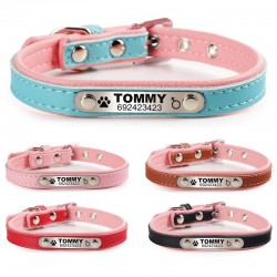 Coleira para cães/gatos - Tag de identificação - personalizada - gravada - couro