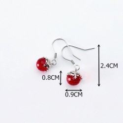 Bola / floco de neve cristal vermelho - brincos