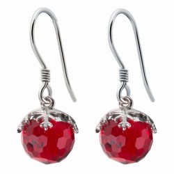 Bola / floco de neve cristal vermelho - brincos