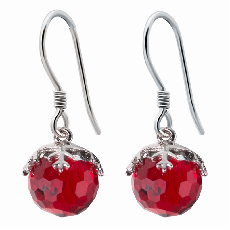 Bola / floco de neve cristal vermelho - brincos