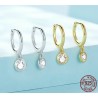 Brincos de argola com cristal branco redondo - prata de lei 925