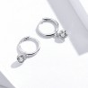Brincos de argola com cristal branco redondo - prata de lei 925
