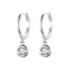 Brincos de argola com cristal branco redondo - prata de lei 925