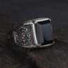 Retro mens signet - with black onyx stone - 925 sterling silverRings