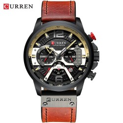CURREN - relógio de quartzo de luxo - pulseira de couro - à prova d'água