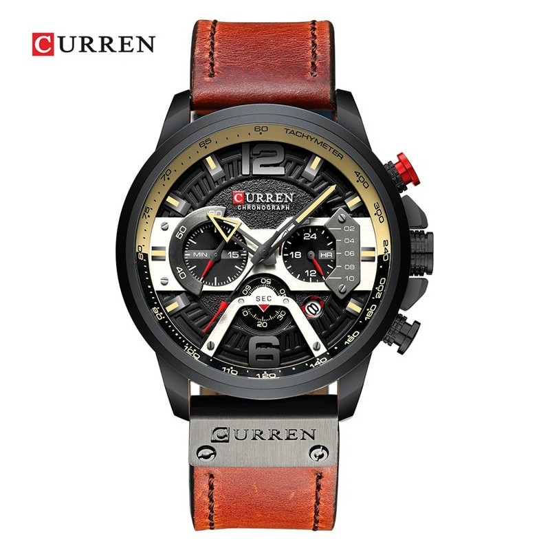 CURREN - relógio de quartzo de luxo - pulseira de couro - à prova d'água