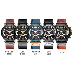 CURREN - relógio de quartzo de luxo - pulseira de couro - à prova d'água