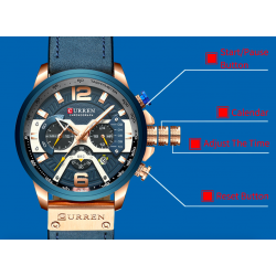 CURREN - relógio de quartzo de luxo - pulseira de couro - à prova d'água