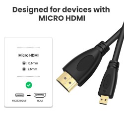Cabo micro HDMI para HDMI - V1.4 - 1080P - ultra HD