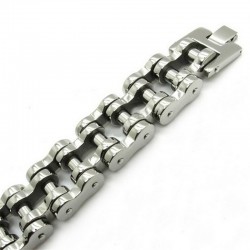Pulseira masculina de aço inoxidável - design de corrente de motocicleta - 22mm