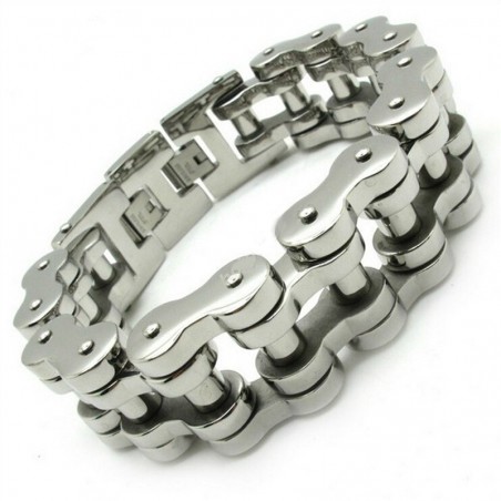 Pulseira masculina de aço inoxidável - design de corrente de motocicleta - 22mm
