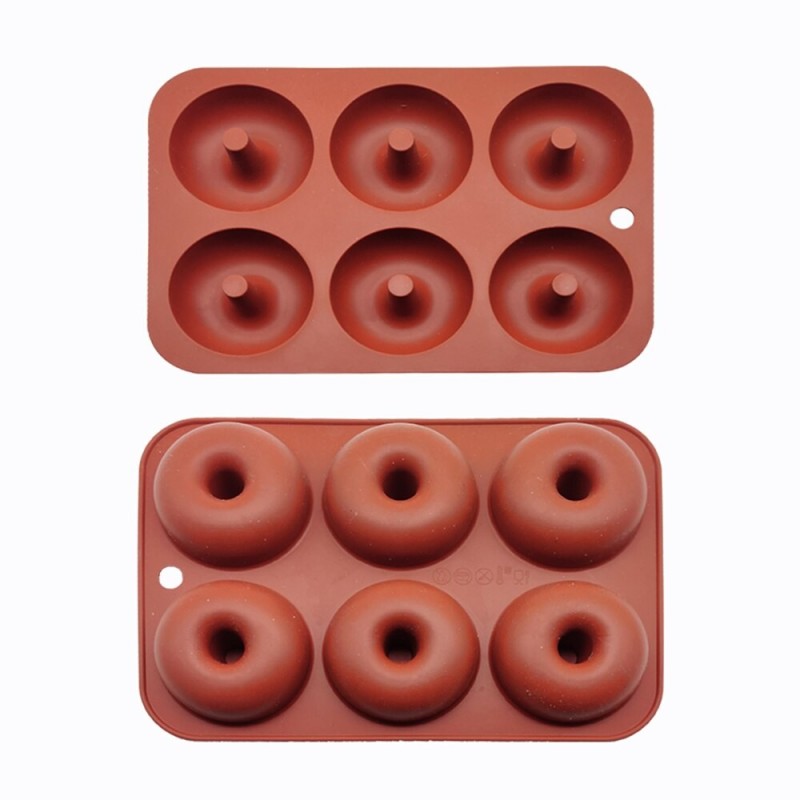 Forma de silicone para rosquinhas - assadeira antiaderente - 6 furos
