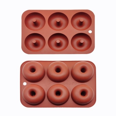 Forma de silicone para rosquinhas - assadeira antiaderente - 6 furos