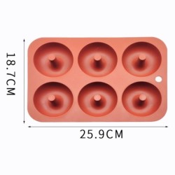Forma de silicone para rosquinhas - assadeira antiaderente - 6 furos
