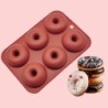 Forma de silicone para rosquinhas - assadeira antiaderente - 6 furos